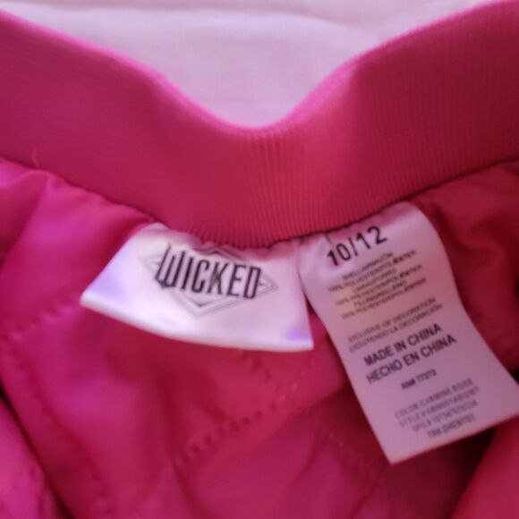 Wicked Girls Full-Zip Pink Mid-weight Ruched Bomber Jacket 10/12 L Glinda Shiz - Picture 11 of 12